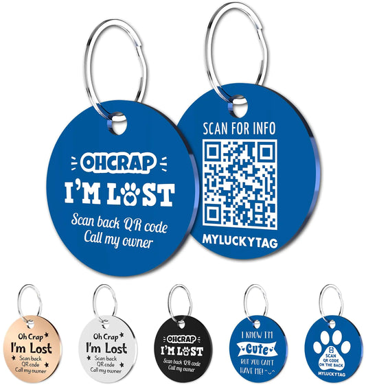 MYLUCKYTAG QR Code Stainless Steel Pet ID Tag Personalized Dog Tag